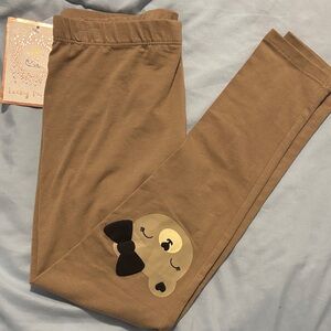 Kids Tan Leggings with Bear Design
